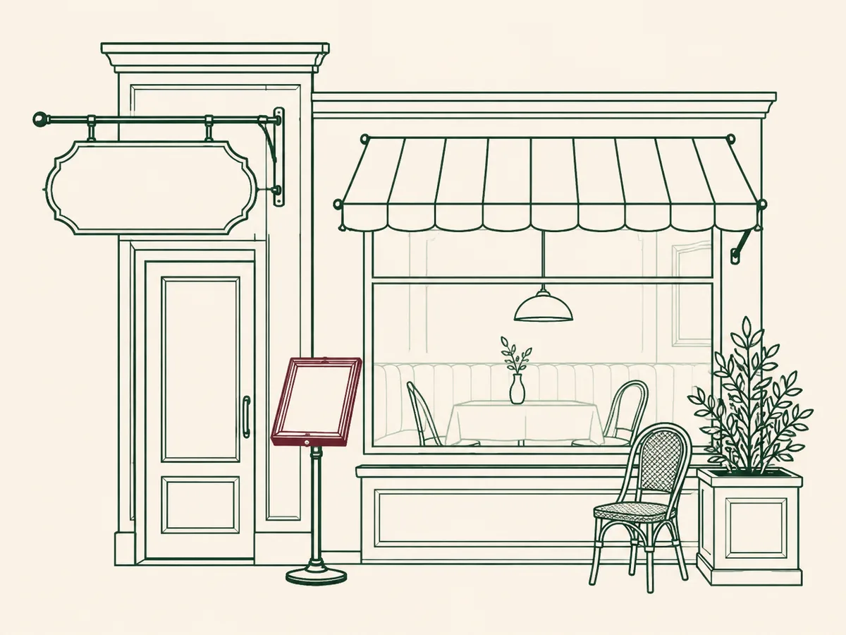Illustration d’un commerce et d’un restaurant